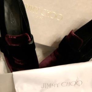 Jimmy Choo men’s dark ruby/ocean velvet mix shoe